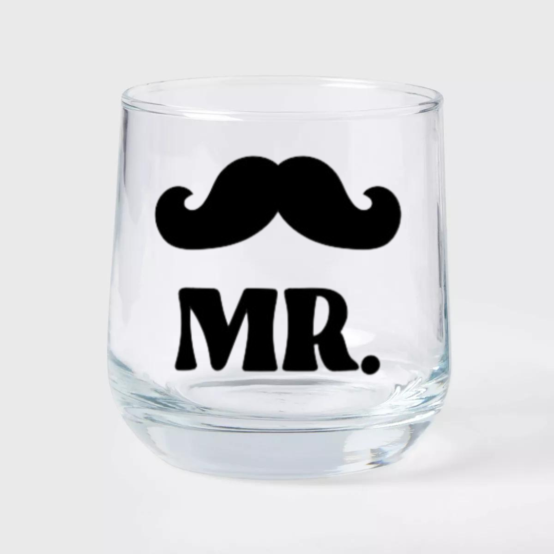 MR and MRS / Mustache and Lips - Glass Set of 2