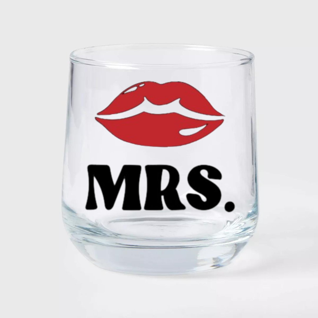 MR and MRS / Mustache and Lips - Glass Set of 2