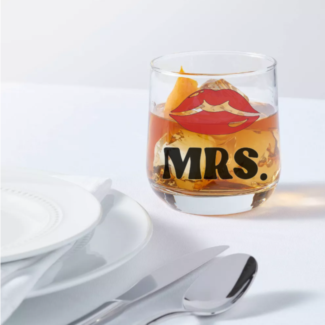 MR and MRS / Mustache and Lips - Glass Set of 2